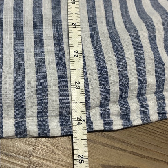 Lola River short sleeved button up shirt Blue white stripe Boxy womens L Cotton - Picture 5 of 8